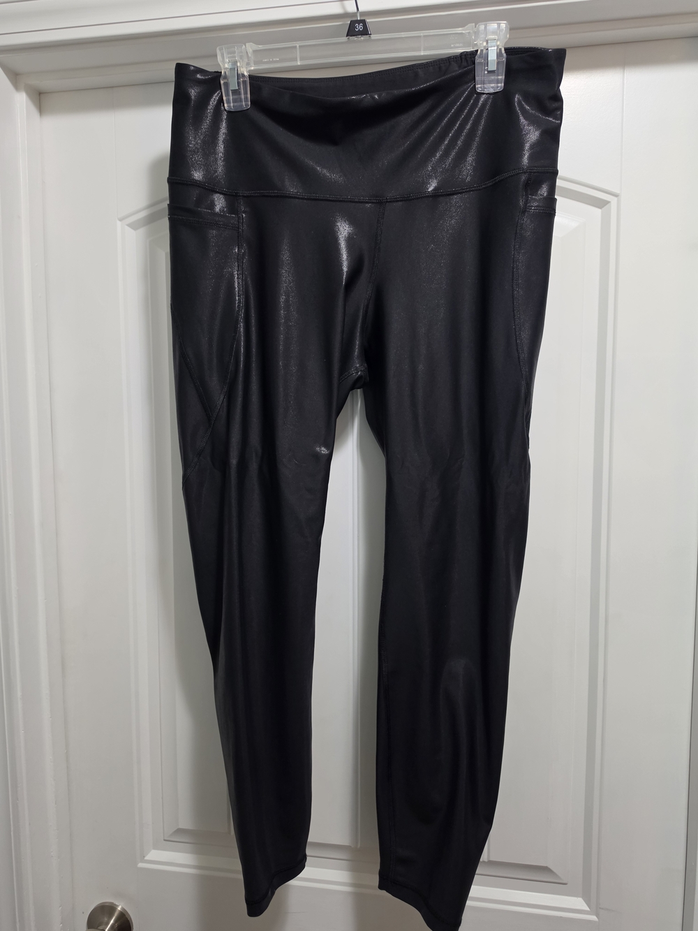 Old Navy Shiny Black High-Waist Faux Leather-Look Leggings